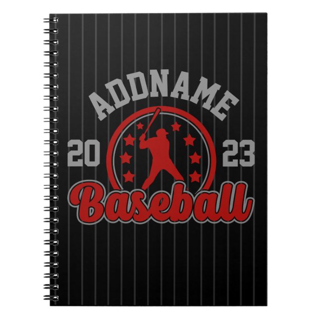 Caderno Espiral Jogo Jogador da Equipe Baseball de NOME Personaliz (Frente)