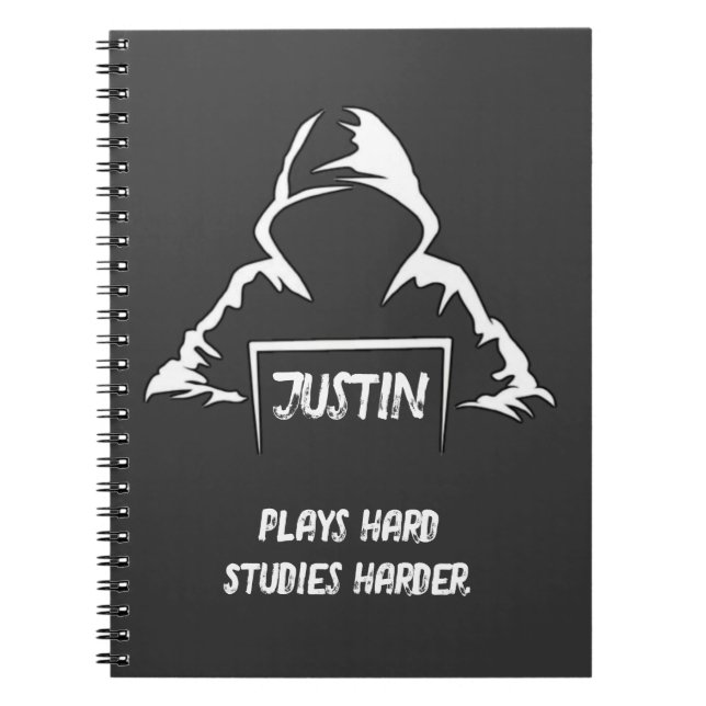 Caderno Espiral Jogue duro Estude Mais duro Camiseta legal e sofis (Frente)