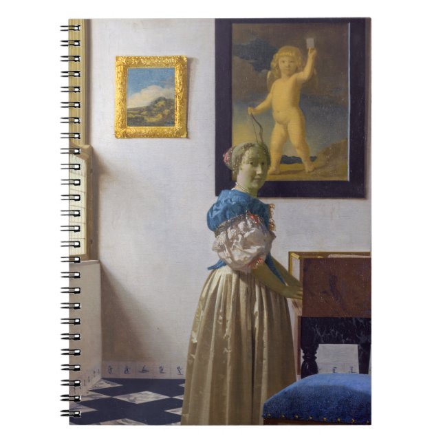 Caderno Espiral Johannes Vermeer - Dama de pé em uma Virgínia (Frente)