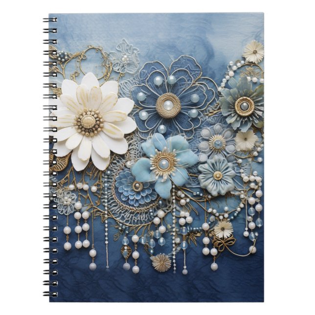 Caderno Espiral Joias de fantasia em Blue Denim (Frente)