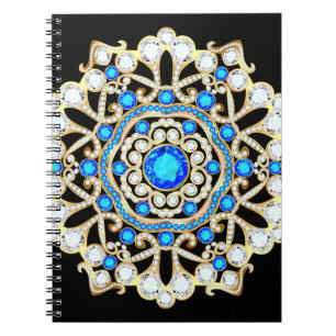 Caderno Espiral Joias de mandala brooch, elemento design. Dentes t