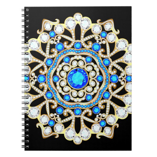 Caderno Espiral Joias de mandala brooch, elemento design. Dentes t (Frente)