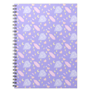 Caderno Espiral Joias Kawaii Cristais Luas Estrelas Corações Pas
