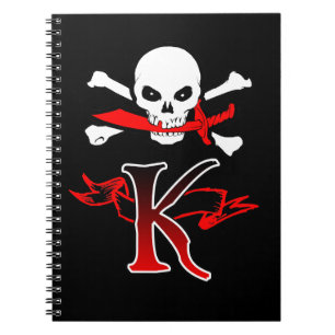 Caderno Espiral Jolly Roger K Monograma Inicial