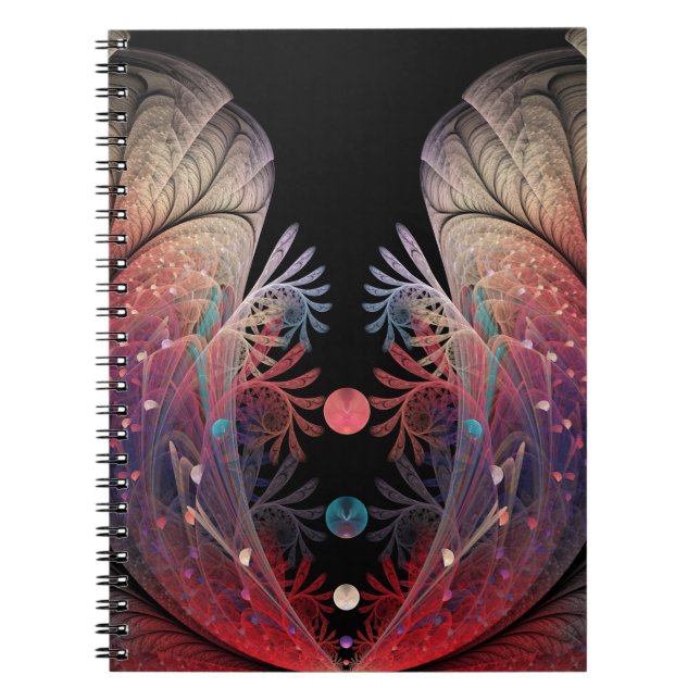 Caderno Espiral Jonglage Abstrato Modern Fantasy Fractal Art (Frente)