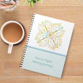 Caderno Espiral Jornadas de cura elegantes Flor de Mandala Dourada