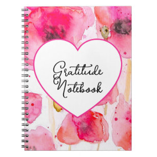 Caderno Espiral Jornal de Gratidão Floral Flor Papoula Vermelha