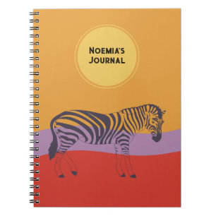 Caderno Espiral jornal de nome personalizado zebra jornal colorido