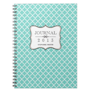 Caderno Espiral Jornal personalizado da cerceta azulejo marroquino