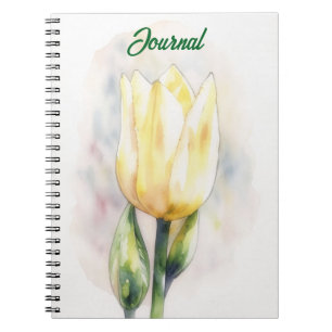 Caderno Espiral Jornal Pessoal Arte Flor de Tulipa Amarela