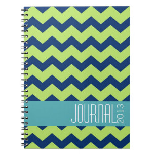 Caderno Espiral Jornal pessoal moderno do verde azul do teste