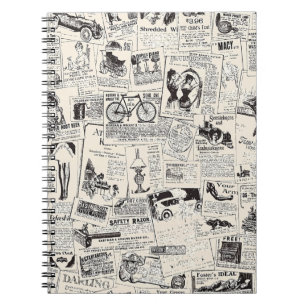 Caderno Espiral Jornal Vintage