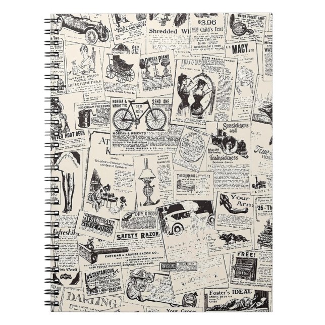 Caderno Espiral Jornal Vintage (Frente)