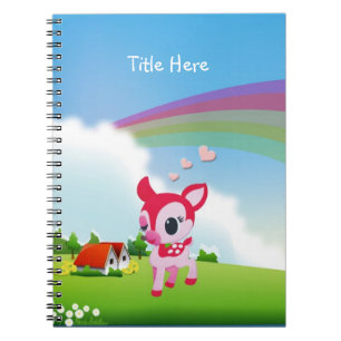 Caderno Espiral Jovem corça bonito dos cervos do amor com cena do