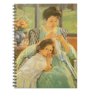 Caderno Espiral Jovem Mãe Costurando de Mary Cassatt, Arte Antigo