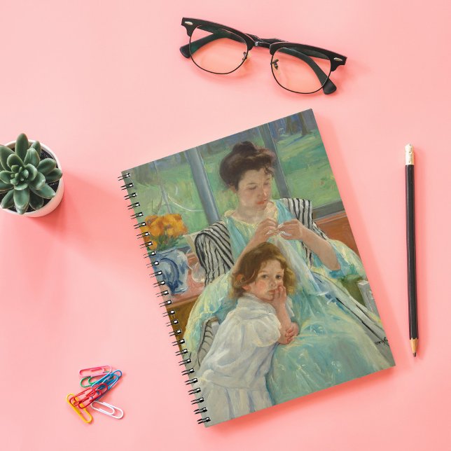 Caderno Espiral Jovem Mãe Costurando | Mary Cassatt (Criador carregado)