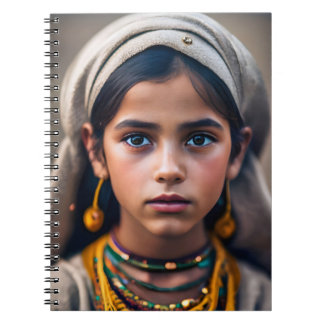 Caderno Espiral jovem menina marrom do norte da África