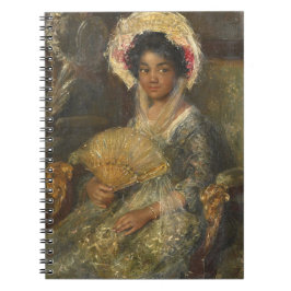 Caderno Espiral Jovem mulher com fã Isabella Simon Maris Art