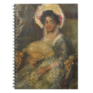 Caderno Espiral Jovem mulher com fã Isabella Simon Maris Art