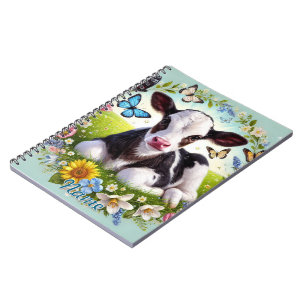 Caderno Espiral Jovem Vitelo com Terra Floral e Borboletas