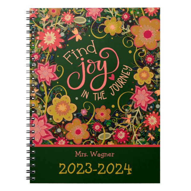 Caderno Espiral Joy personalizado do professor em Jornada Bonito F (Frente)