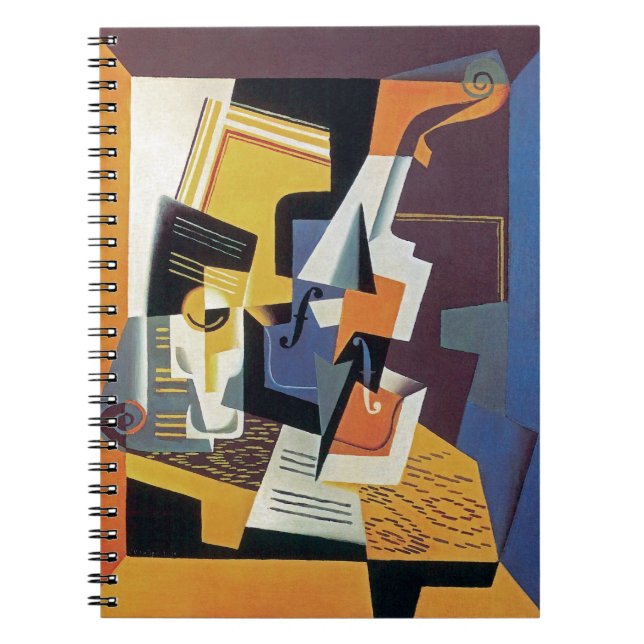 Caderno Espiral Juan Gris - Violin e Glass - Abstrato Art (Frente)
