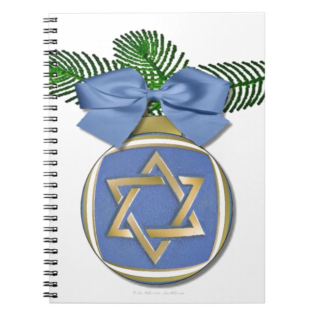 Caderno Espiral Judaica Hanukkah Star De David Ornament Impressão (Frente)