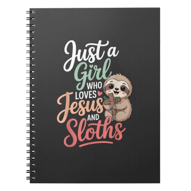 Caderno Espiral Just A Girl Who Loves Jesus and Sloths T-Shirt (Frente)