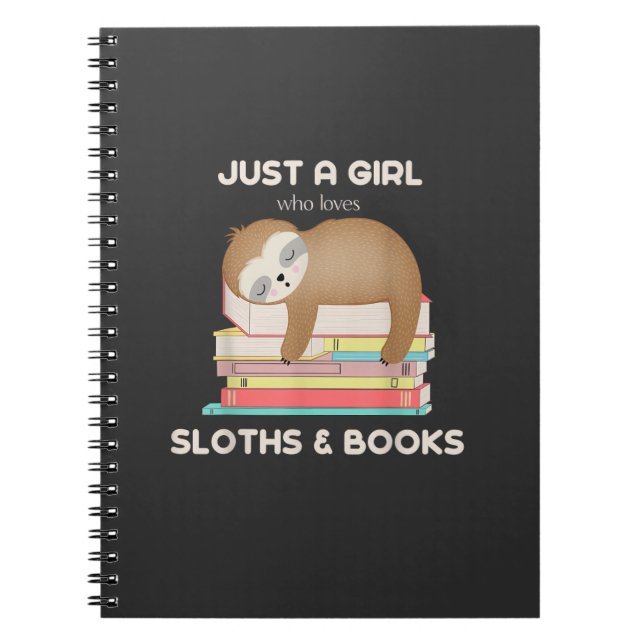 Caderno Espiral Just a girl who loves sloths and books Reader T-Sh (Frente)