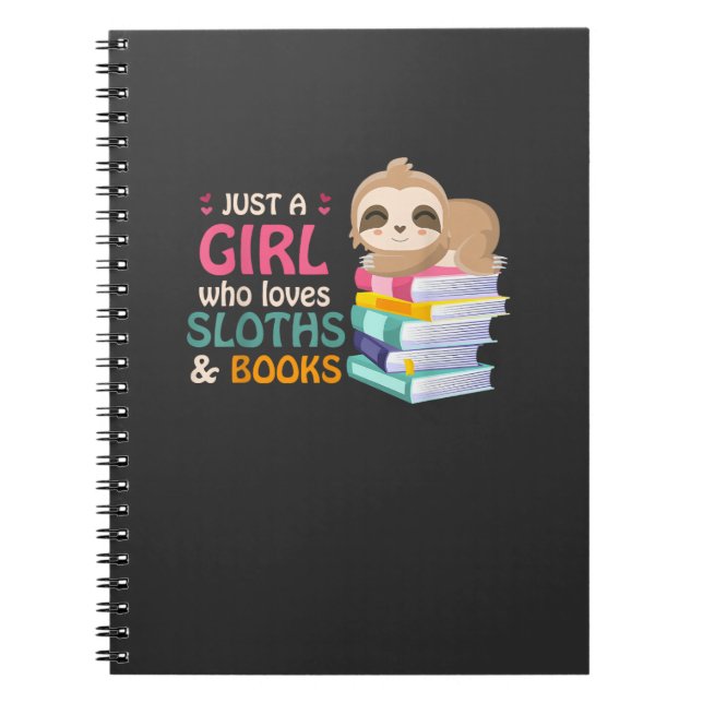 Caderno Espiral Just A Girl Who Loves Sloths And Books Sloth T-Shi (Frente)