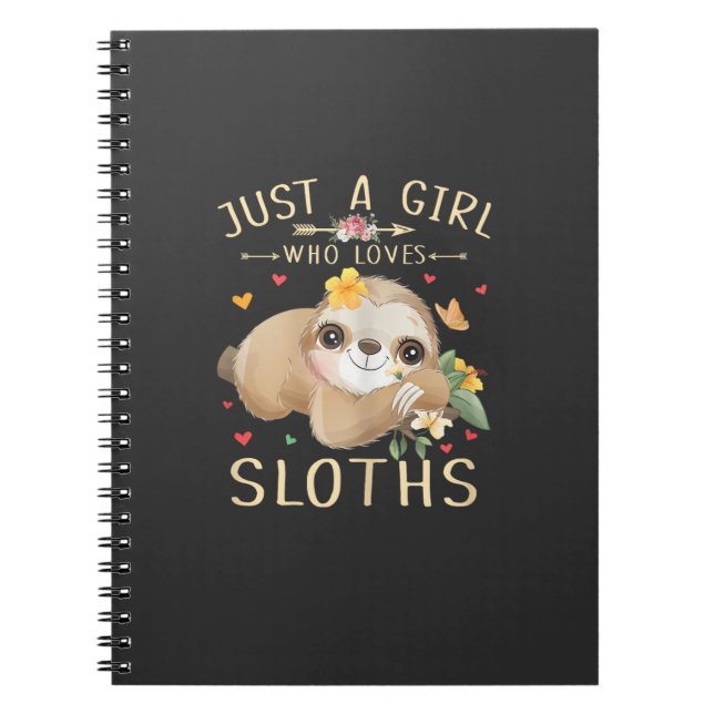 Caderno Espiral Just A Girl Who Loves Sloths Cute Sloth Lover Girl (Frente)
