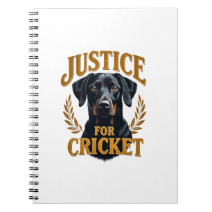 Caderno Espiral Justiça Para Cricket Tipografia Memorial de Cachor