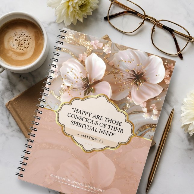 Caderno Espiral JW Gifts 2026 Year Text Happy Are Matthew 5:3 (Criador carregado)