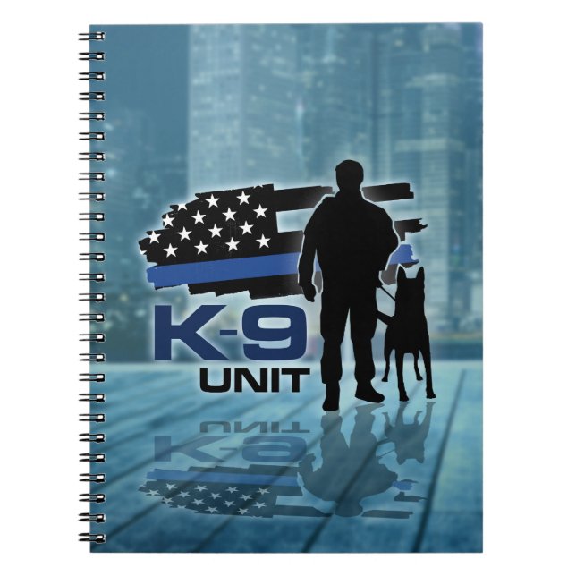 Caderno Espiral K-9 unidade - cão de polícia - Malinois (Frente)