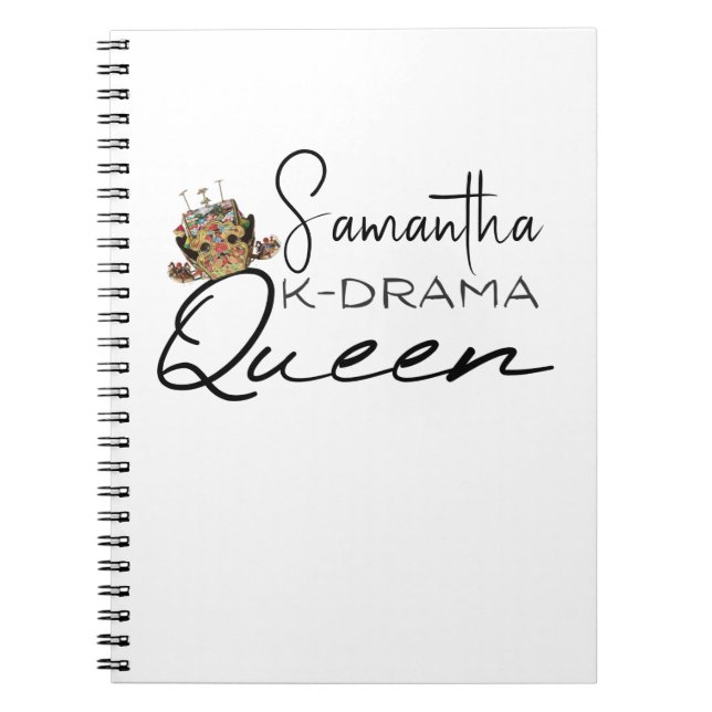 Caderno Espiral K-Drama Queen com Coroa Coreana Nota Personalizada (Frente)