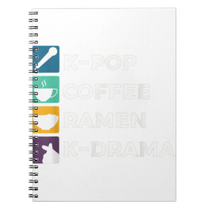 Caderno Espiral K-Pop Coffee Ramen K-Drama T-Shirt-SejLY
