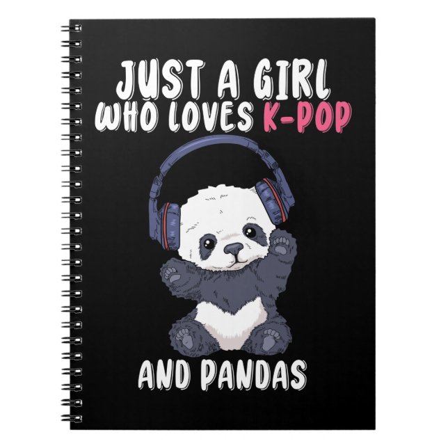 Caderno Espiral K Pop dá presentes garotas mulheres música Panda P (Frente)
