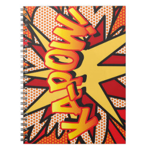 Caderno Espiral KA-POW Diversão Arte Pop de Quadrinhos Retrô