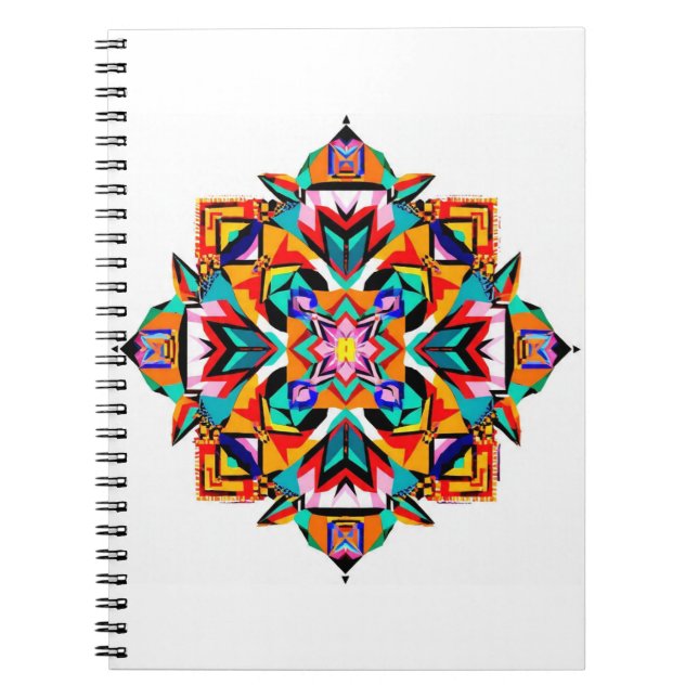 Caderno Espiral Kaleidoscope Burst: A Modern Tribal Mandala (Frente)