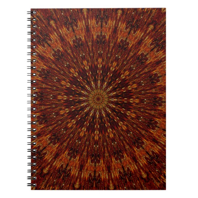Caderno Espiral Kaleidoscope Design Dark Padrão Floral Castanho (Frente)