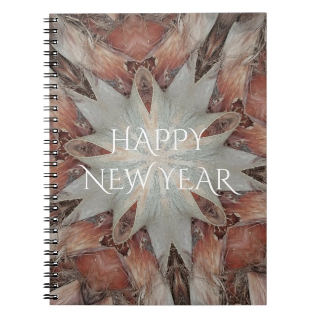 Caderno Espiral Kaleidoscope Design Star a partir do tronco da pal (Frente)