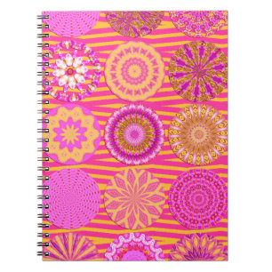 Caderno Espiral Kaleidoscope Diversão, Notebook Espiral Amarelo-Ro