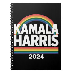 Caderno Espiral Kamala Harris 2024 Rainbow Orgulho gay LGBT Eleiçã