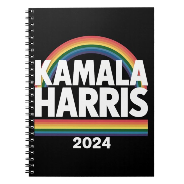 Caderno Espiral Kamala Harris 2024 Rainbow Orgulho gay LGBT Eleiçã (Frente)