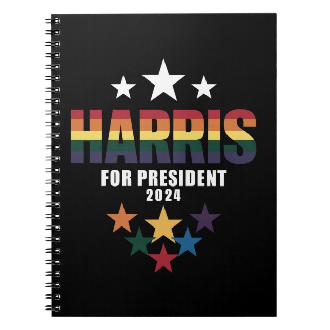 Caderno Espiral Kamala Harris Orgulho gay LGBT Eleição LGBT 2024 (Frente)