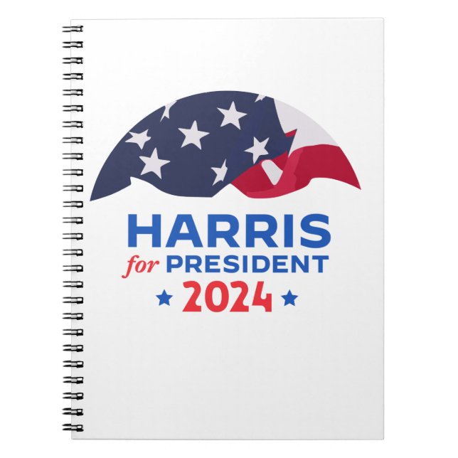 Caderno Espiral Kamala Harris Para O Presidente 2024 American Flag (Frente)
