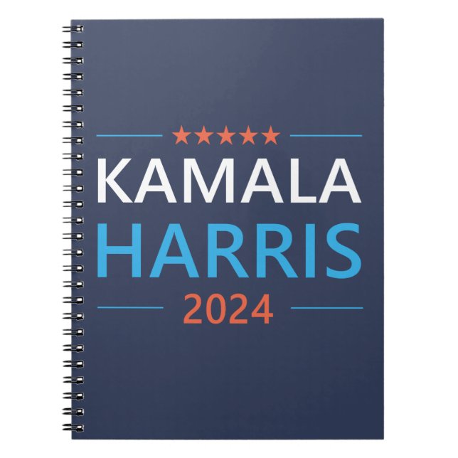 Caderno Espiral Kamala Harris para o Presidente 2024 Democrata (Frente)