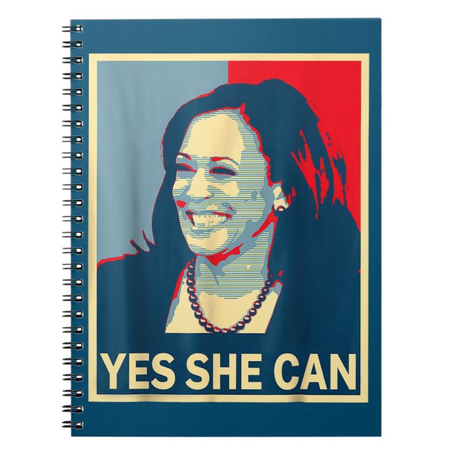 Caderno Espiral Kamala Harris YES SHE CAN 2024 Presidente Eleitora (Frente)