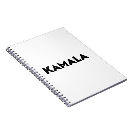 Caderno Espiral Kamala - tipografia moderna - branco negro minimal