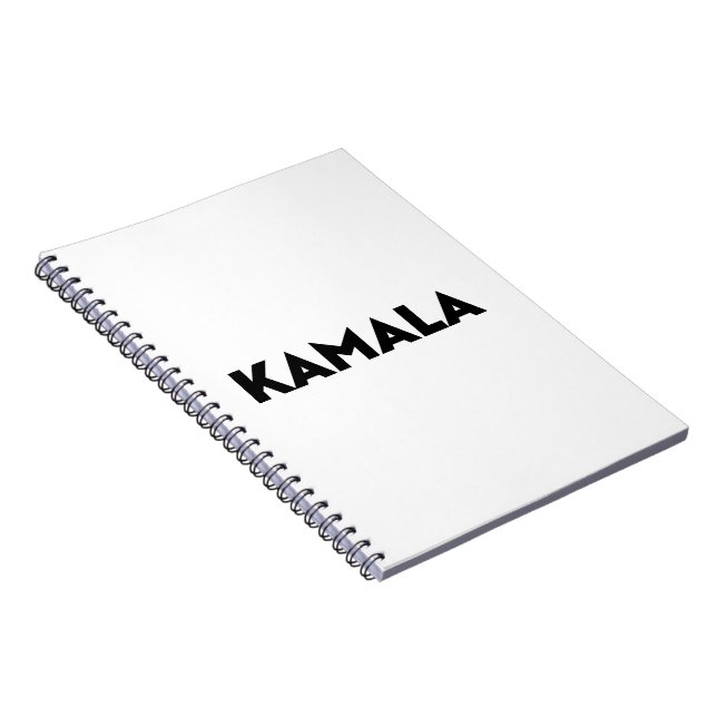 Caderno Espiral Kamala - tipografia moderna - branco negro minimal (Lado Direito)